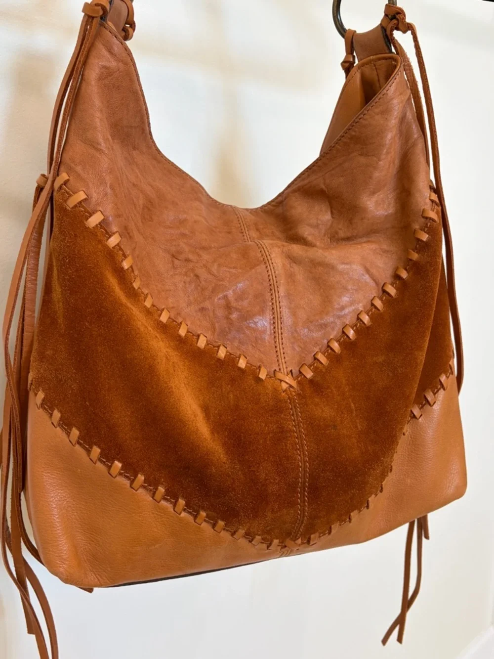 Johnny Was Suede Leather Hobo Bag